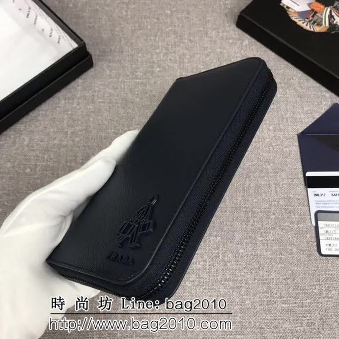 PRADA普拉達 官網同步 專櫃最新款 男士單拉鏈錢包 2ML317 DD1334